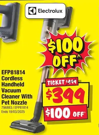 JB Hi-Fi Cordless Handheld Vacuum Cleaner With Pet Nozzle offer