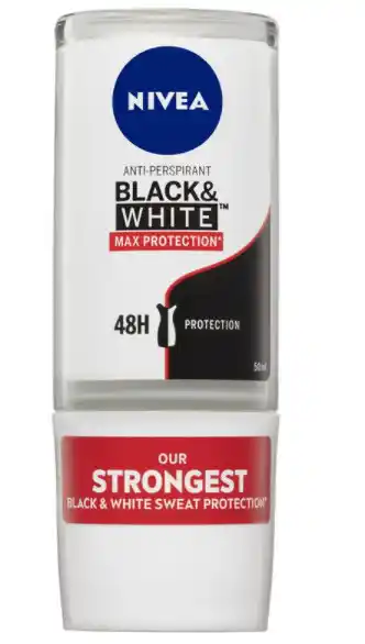 Chemist Warehouse Nivea deodorant roll on women black and white max protection 50m offer