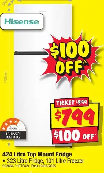 JB Hi-Fi Top Mount Fridge offer