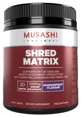 Chemist Warehouse Musashi shred matrix 270g offer