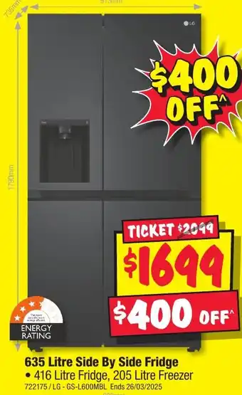 JB Hi-Fi Side By Side Fridge offer