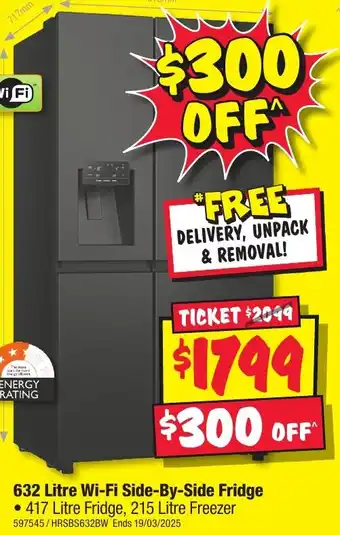 JB Hi-Fi Wi-Fi Side-By-Side Fridge offer