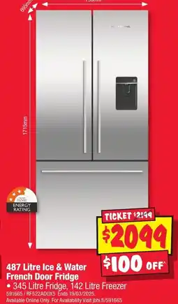 JB Hi-Fi Ice & Water French Door Fridge offer