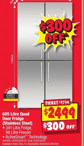 JB Hi-Fi Quad Door Fridge offer