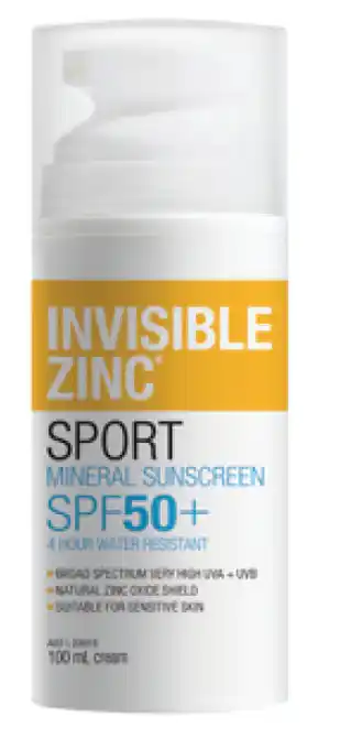 Chemist Warehouse Invisible zinc mineral sunscreen sport spf 50+ 100ml offer