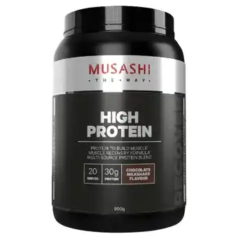 healthylife Musashi High Protein Powder Chocolate Milkshake 900g offer