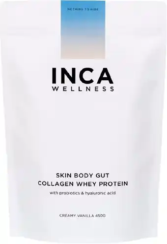 healthylife Inca Organics Skin Body Gut Collagen Whey Protein Creamy Vanilla 450g offer