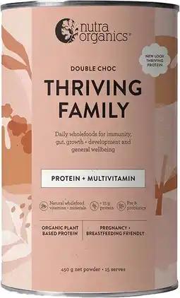 healthylife Nutra Organics Thriving Family Protein+ Double Choco 450g offer