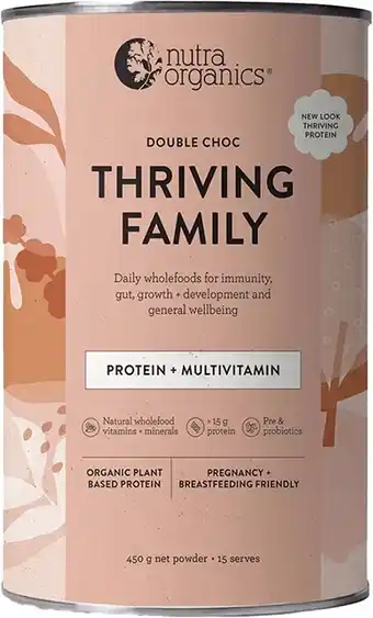 healthylife Nutra Organics Thriving Family Protein+ Double Choco 450g offer