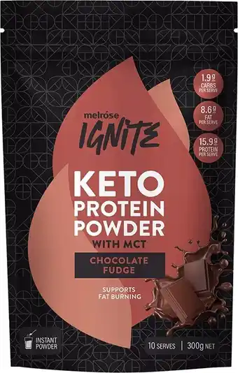 healthylife Melrose Ignite Keto Protein Powder With Mct Chocolate Fudge 300g offer