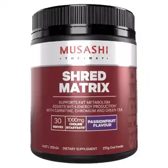 healthylife Musashi Shred Matrix Passionfruit 270g offer