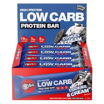 healthylife Bsc Body Science High Protein Low Carb Bar Cookies & Cream 12 X 60g offer