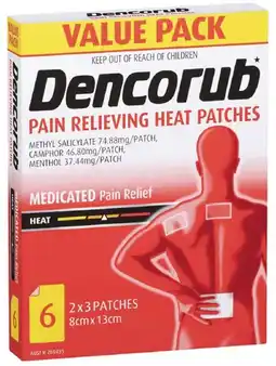 healthylife Dencorub Pain Relieving Heat Patches 6 Pack offer