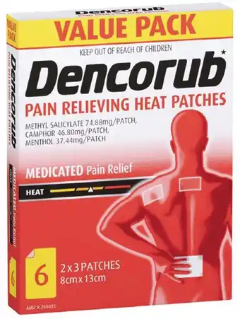 healthylife Dencorub Pain Relieving Heat Patches 6 Pack offer