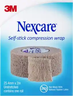 healthylife Nexcare Self-Stick Compression Wrap 25.4mm x 2m Unstretched 1 Roll offer