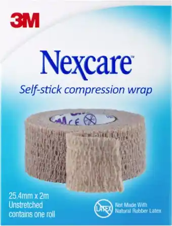 healthylife Nexcare Self-Stick Compression Wrap 25.4mm x 2m Unstretched 1 Roll offer