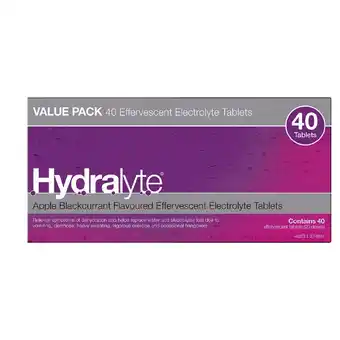 healthylife Hydralyte Effervescent Electrolyte Tablets Apple Blackcurrant 40 Pack offer