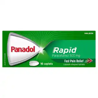 healthylife Panadol Rapid 500mg Paracetamol Pain Relief Caplets 16 Pack offer