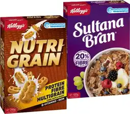 IGA Kellogg’s Cereal Nutri-Grain 290g or Sultana Bran 420g offer