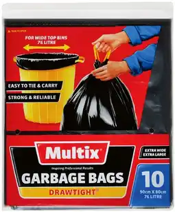 IGA Multix Garbage Bags Drawtight Extra Wide & Extra Large 10 Pack offer