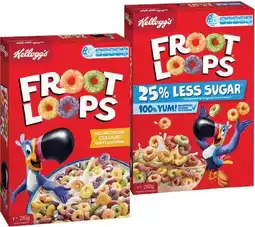 IGA Kellogg's Froot Loops Cereal 285g or 25% Less Sugar 265g offer