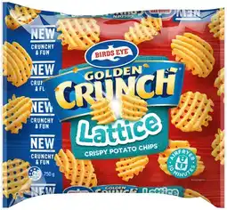 IGA Birds Eye Golden Crunch Lattice or Sidewinders Potato Chips 750g offer