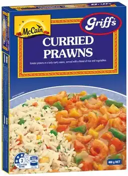 IGA McCain Griff's Curried Prawns or Sweet & Sour Pork Frozen Meal 400g offer