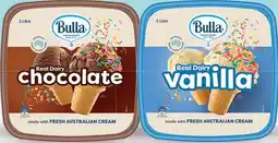 IGA Bulla Ice Cream Vanilla or Chocolate 2 Litre offer