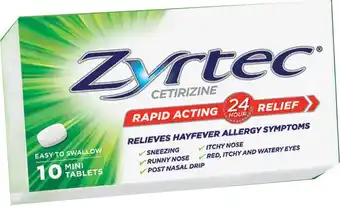 IGA Zyrtec Cetirizine Rapid Acting Relief Mini Tablets 10 Pack offer