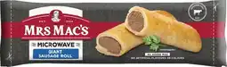 IGA Mrs Mac’s Microwave Giant Sausage Roll 175g, Beef Pie 175g or Pastie 165g Selected Varieties offer