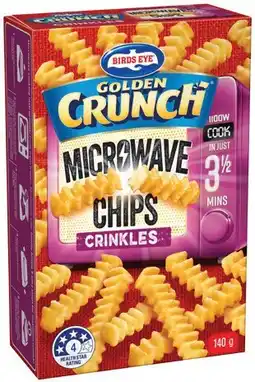 IGA Birds Eye Golden Crunch Microwave Chips 140g Selected Varieties offer