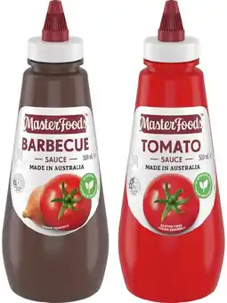 IGA MasterFoods Tomato or Barbecue Squeezy Sauce 475‑500mL Selected Varieties offer