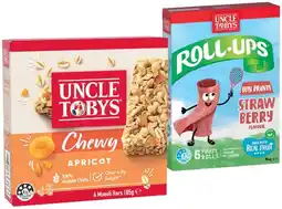 IGA Uncle Tobys Muesli Bars 5‑6 Pack or Roll‑Ups 6 Pack Selected Varieties offer