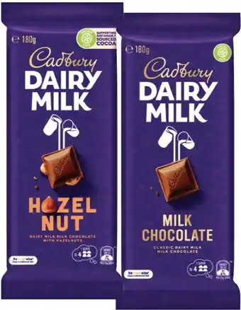 IGA Cadbury Chocolate Block 150‑190g Selected Varieties offer