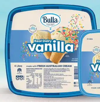 IGA Bulla Real Dairy Vanilla Ice Cream 4 Litre offer