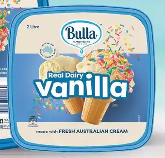 IGA Bulla Ice Cream 2 Litre Selected Varieties offer