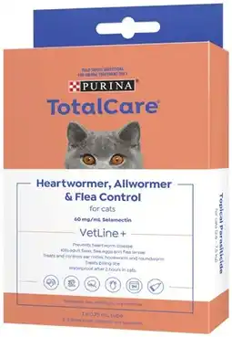 IGA Purina Total Care Heartwormer, Allwormer & Flea Control for Cats 0.75mL Tube 1 Pack offer