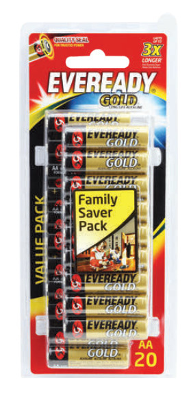 Eveready gold aa 20 pack
