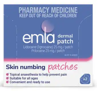 Chemist Warehouse Emla skin numbing dermal patch 2 pack offer