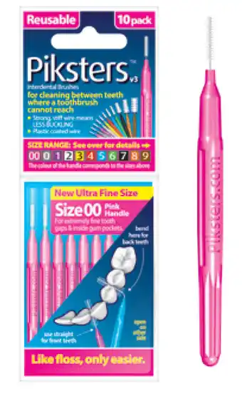 Chemist Warehouse Piksters inter brush size 00 pack 10 (pink) offer