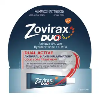 Chemist Warehouse Zovirax duo cold sore treatment cream 2g offer