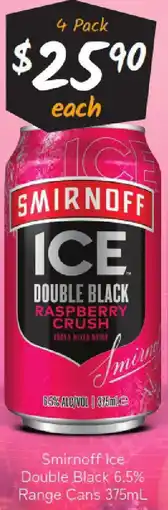 Cellarbrations Smirnoff Ice Double Black 6.5% Range Cans offer