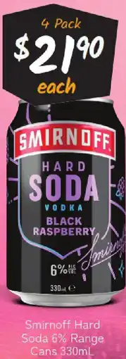 Cellarbrations Smirnoff Hard Soda 6% Range Cans offer