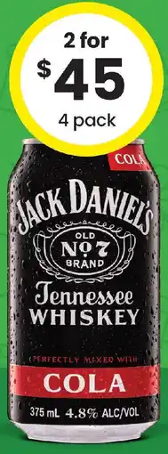 The Bottle O Jack Daniels Tennessee Whiskey & Cola 4.8% Cans offer