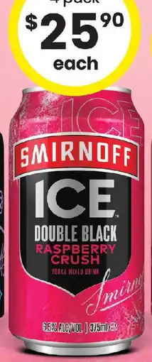 The Bottle O Smirnoff Ice Double Black 6,5% Range Cans offer