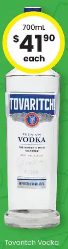 The Bottle O Tovaritch Vodka offer