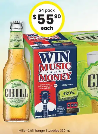 The Bottle O Miller Chill Range Stubbies offer