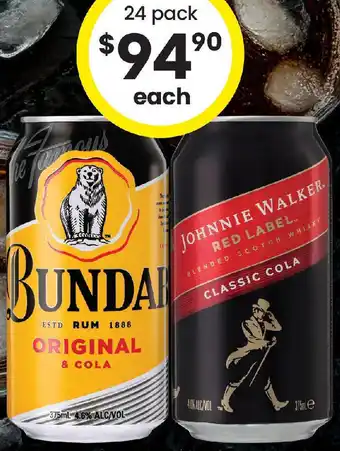 The Bottle O Bundaberg Rum & Cola or Johnnie Walker & Cola 4.6% offer