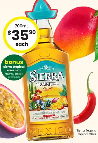 The Bottle O Sierra Tequila Tropical Chilli offer