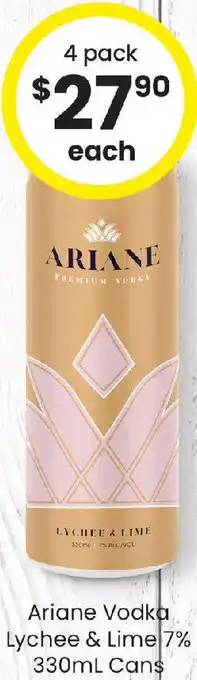 The Bottle O Ariane Vodka Lychee & Lime 7% Cans offer